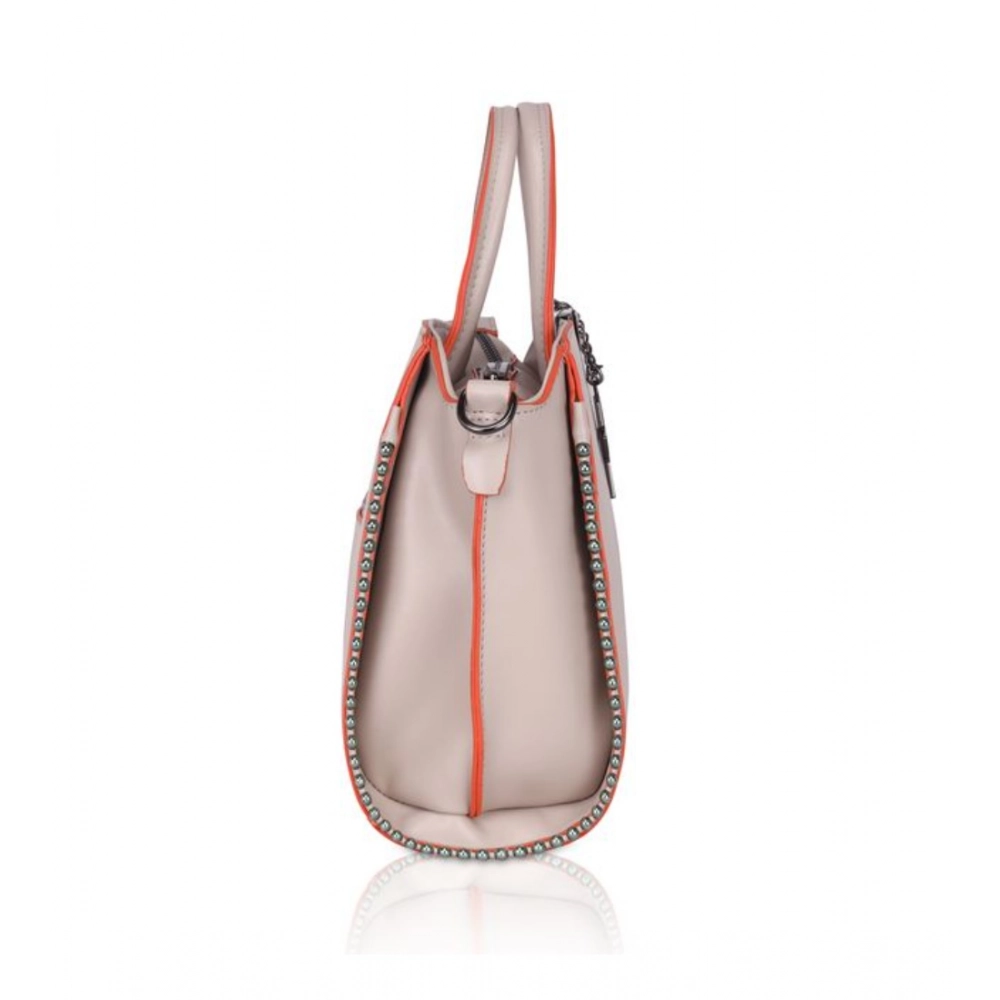 Generic Women's Faux Leather Metal Beads Handbag (Khaki) - Image 5