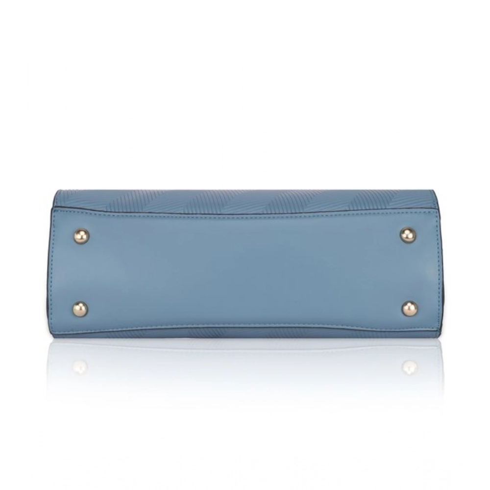 Generic Women's Faux Leather Textured Adjustable Long Belt Handbag (Blue) - Image 3