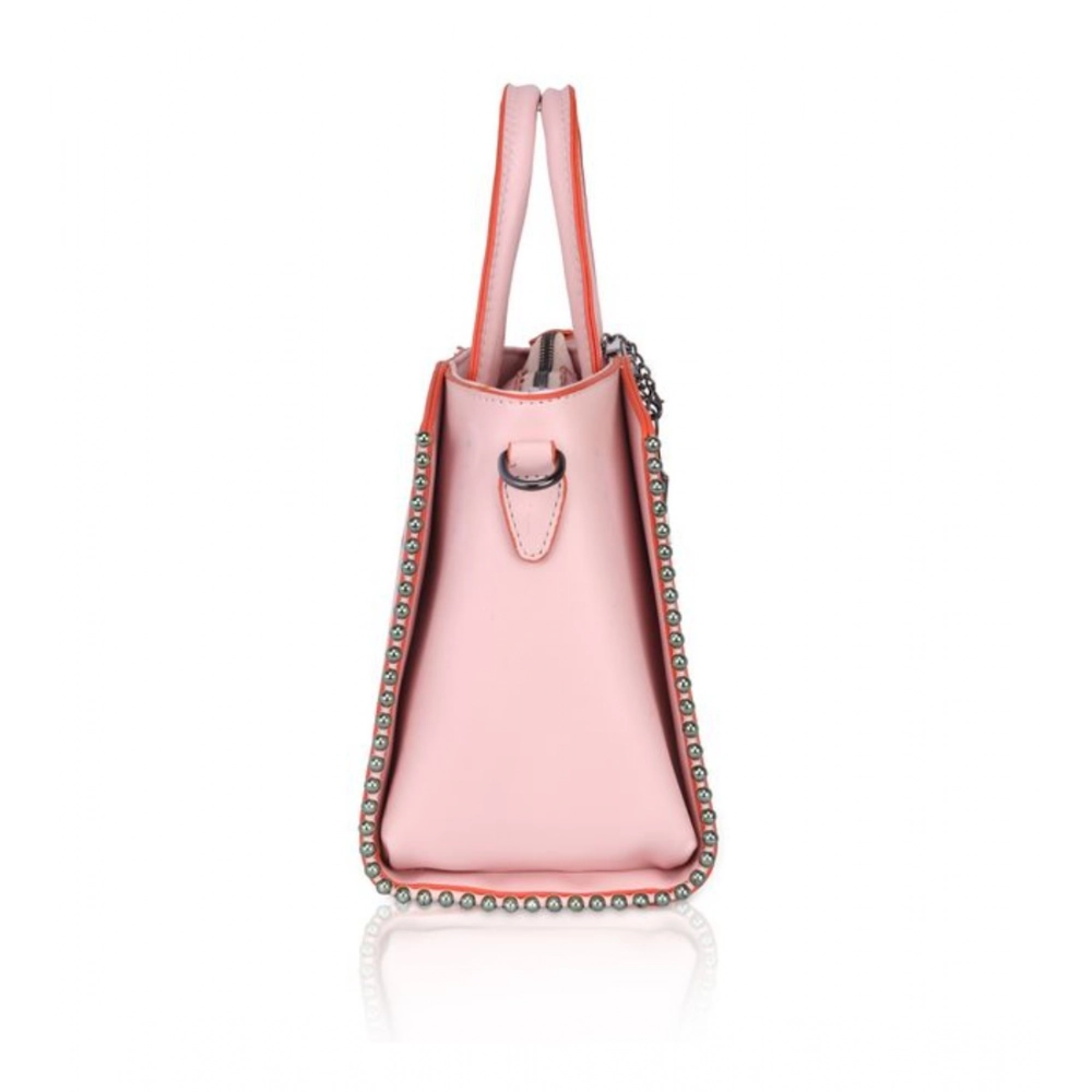 Generic Women's Faux Leather Metal Beads Handbag (Pink) - Image 4
