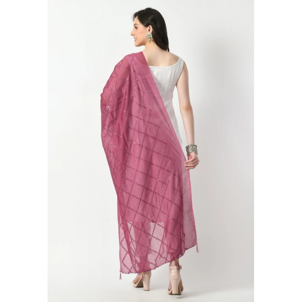 Generic Women's Chanderi Self Design Dupatta (Levender, Length: Free Size) - Image 4