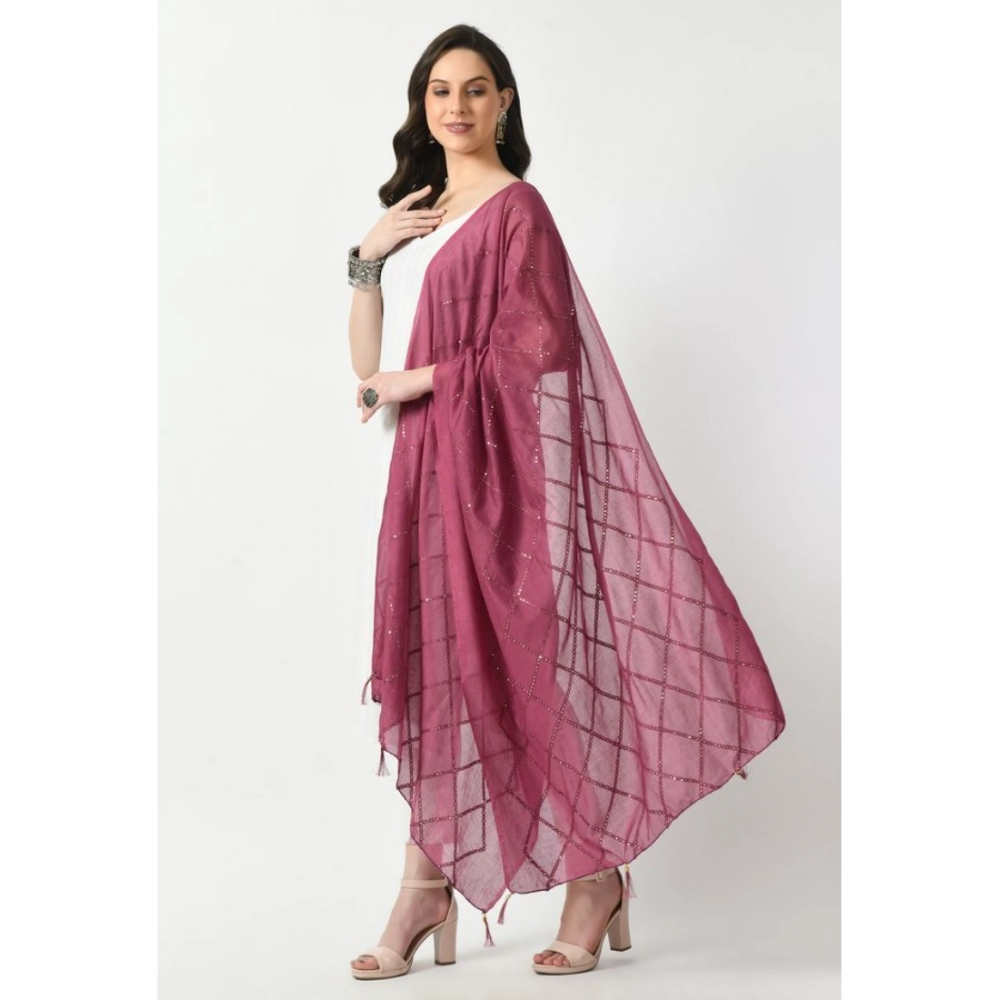 Generic Women's Chanderi Self Design Dupatta (Levender, Length: Free Size) - Image 3