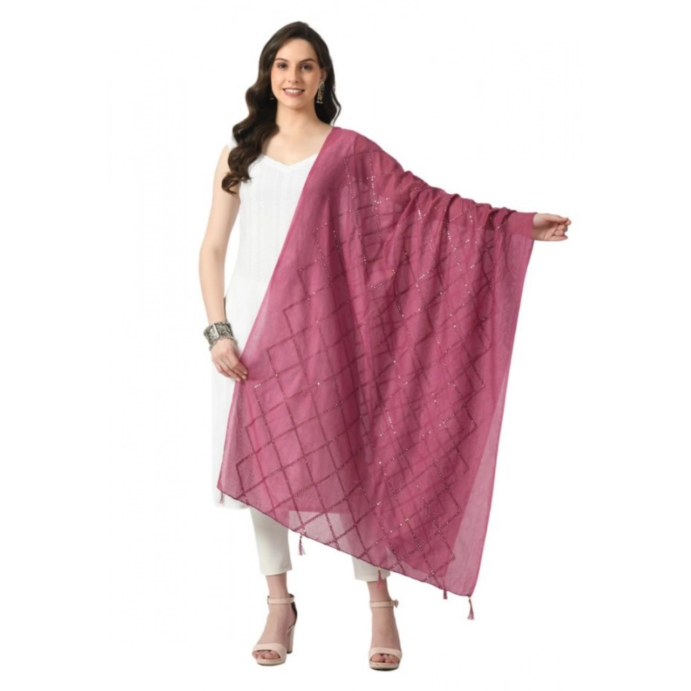 Generic Women's Chanderi Self Design Dupatta (Levender, Length: Free Size)