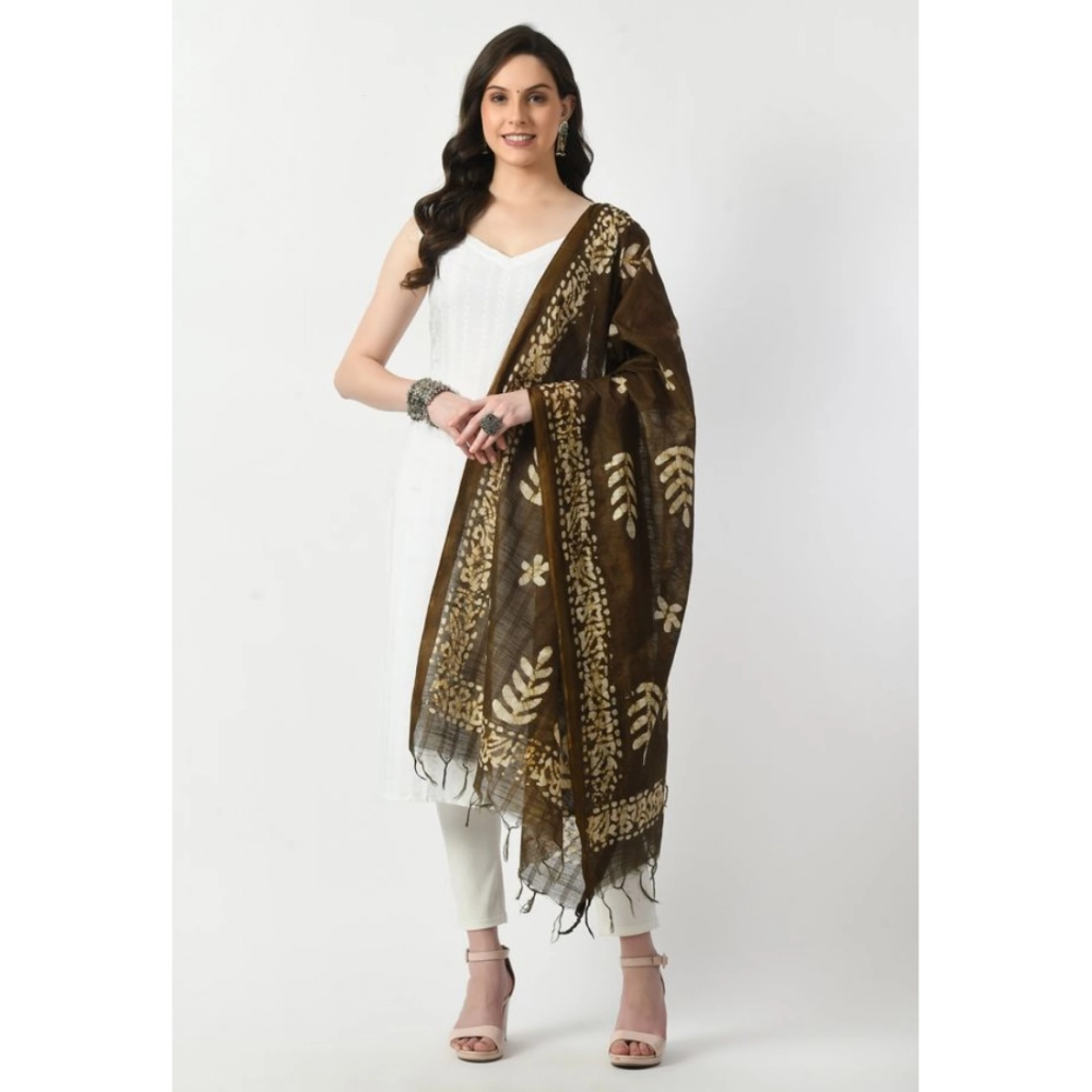 Generic Women's Cotton Printed Dupatta (Mehandi, Length: Free Size) - Image 2