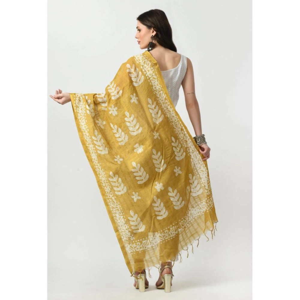 Generic Women's Cotton Printed Dupatta (Gold, Length: Free Size) - Image 4