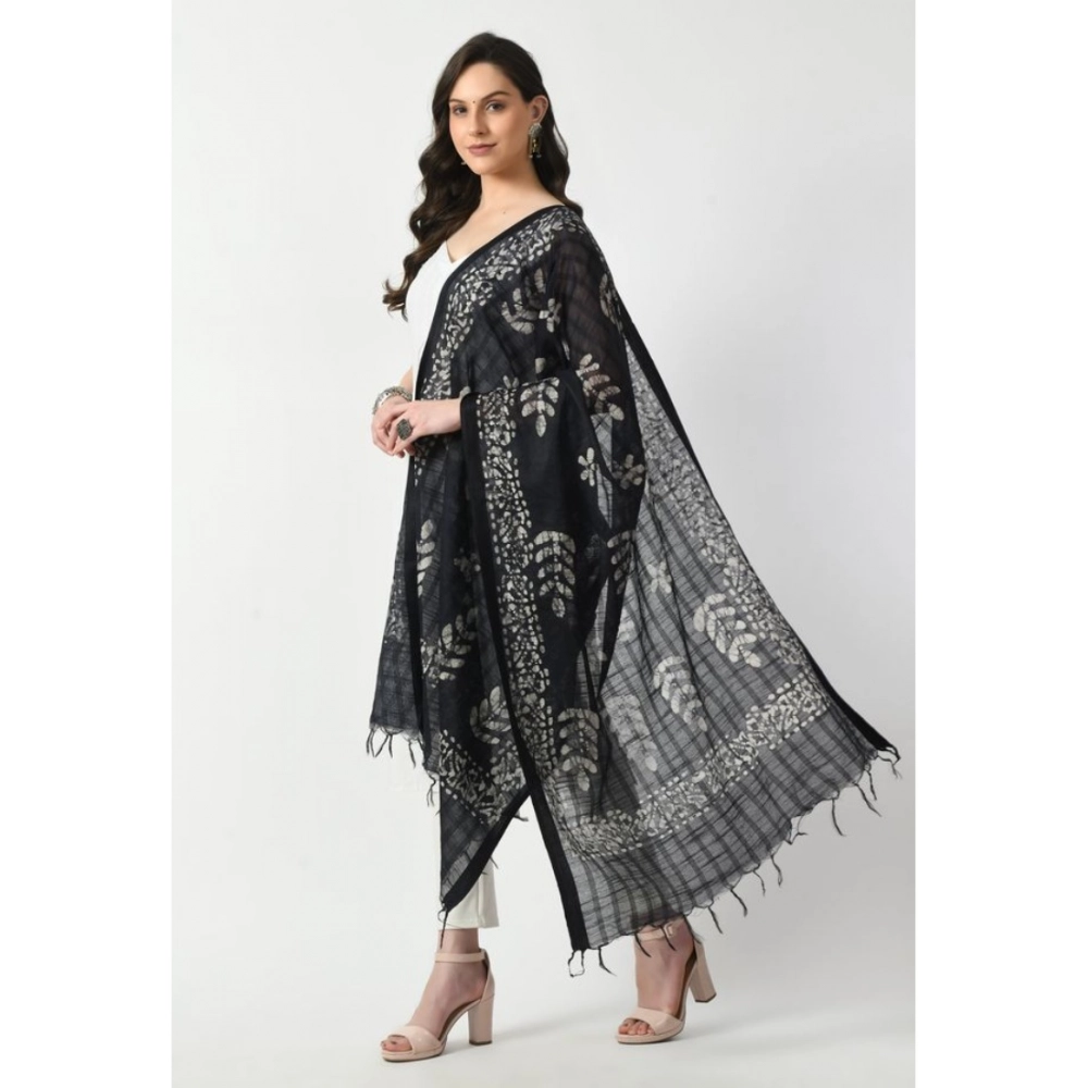 Generic Women's Cotton Printed Dupatta (Black, Length: Free Size) - Image 2