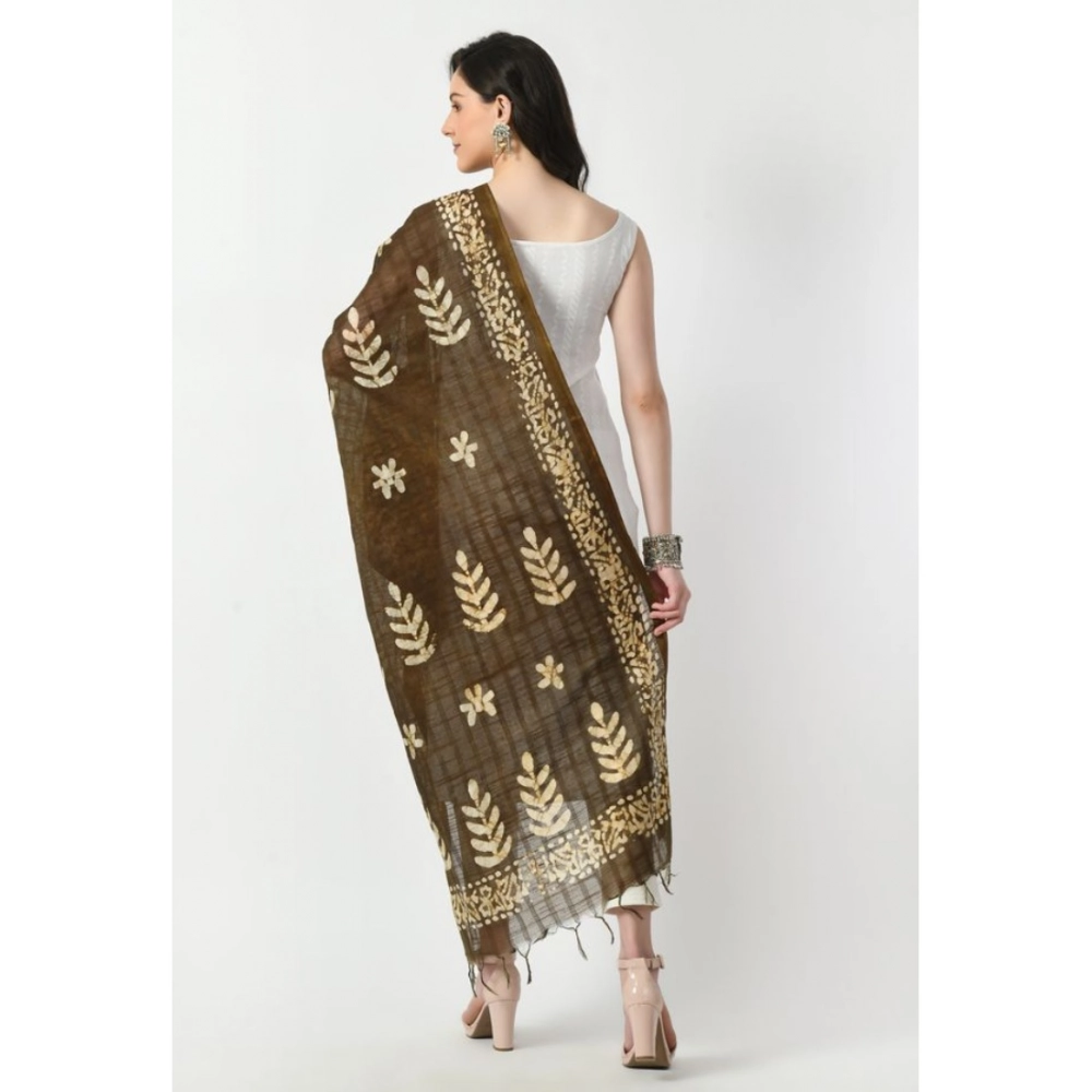 Generic Women's Cotton Printed Dupatta (Mehandi, Length: Free Size) - Image 4