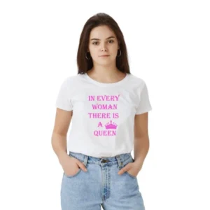 Generic Women's Polyester Solid Printed Round Neck Half Sleeve T-shirt (White)