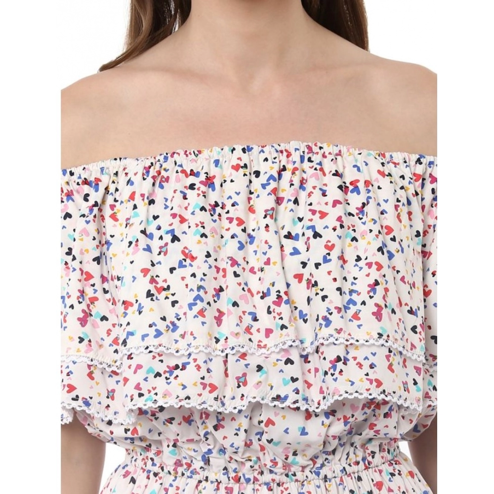 Generic Women's Rayon Floral Half Sleeve Above Knee Dress (Multicolor) - Image 2