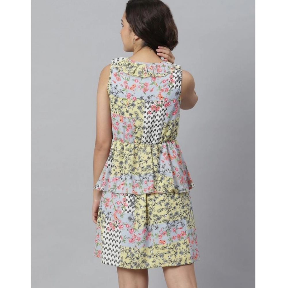 Generic Women's Polyester Peplum Sleeveless Above Knee Dress (Multicolor) - Image 6