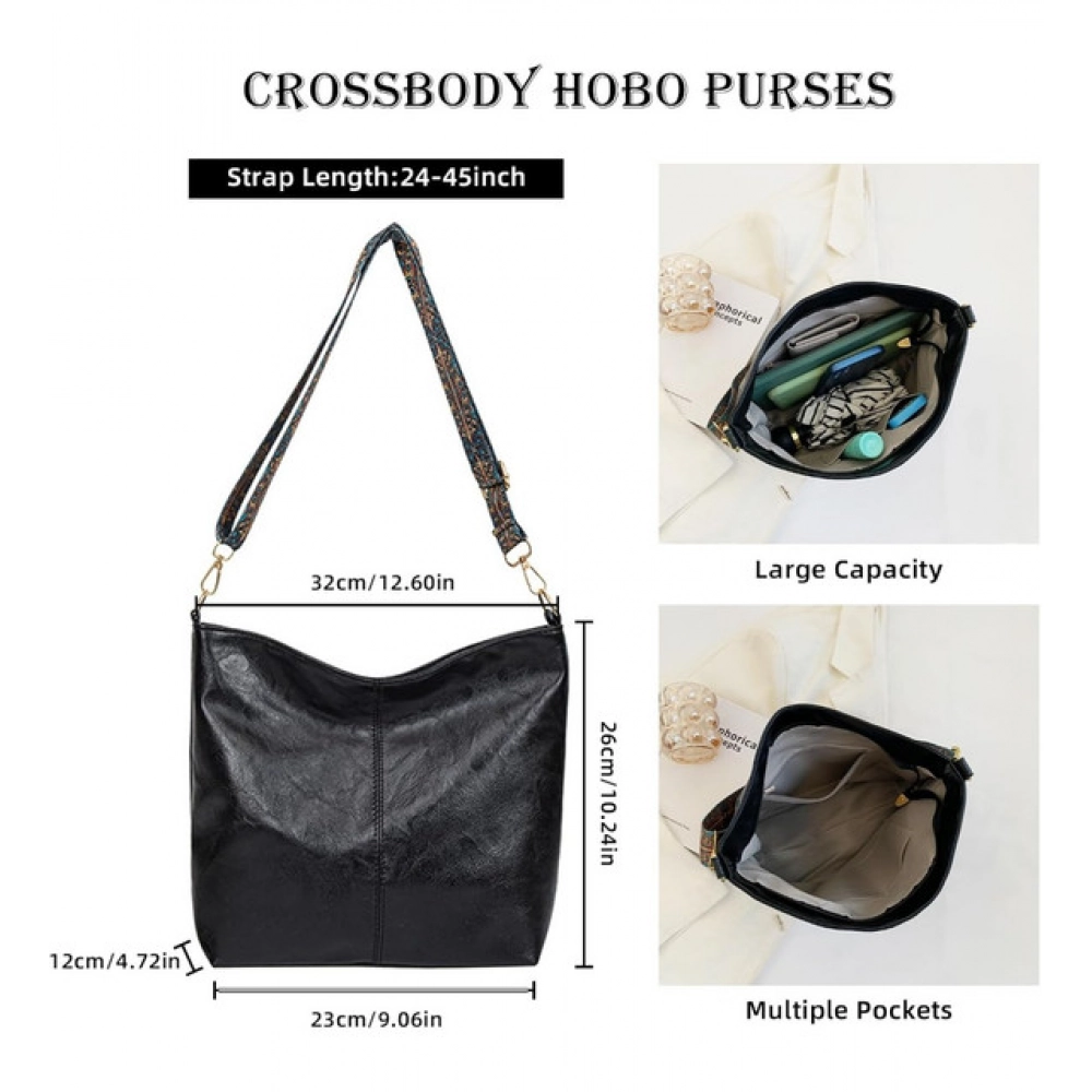 Generic Women's PU Leather Zipper Handbag (Black) - Image 3