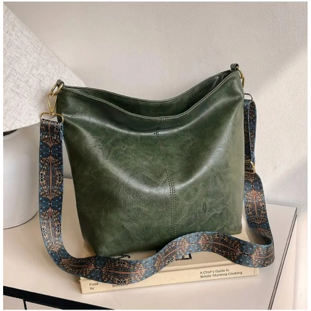 Generic Women's PU Leather Zipper Handbag (Green) - Image 2