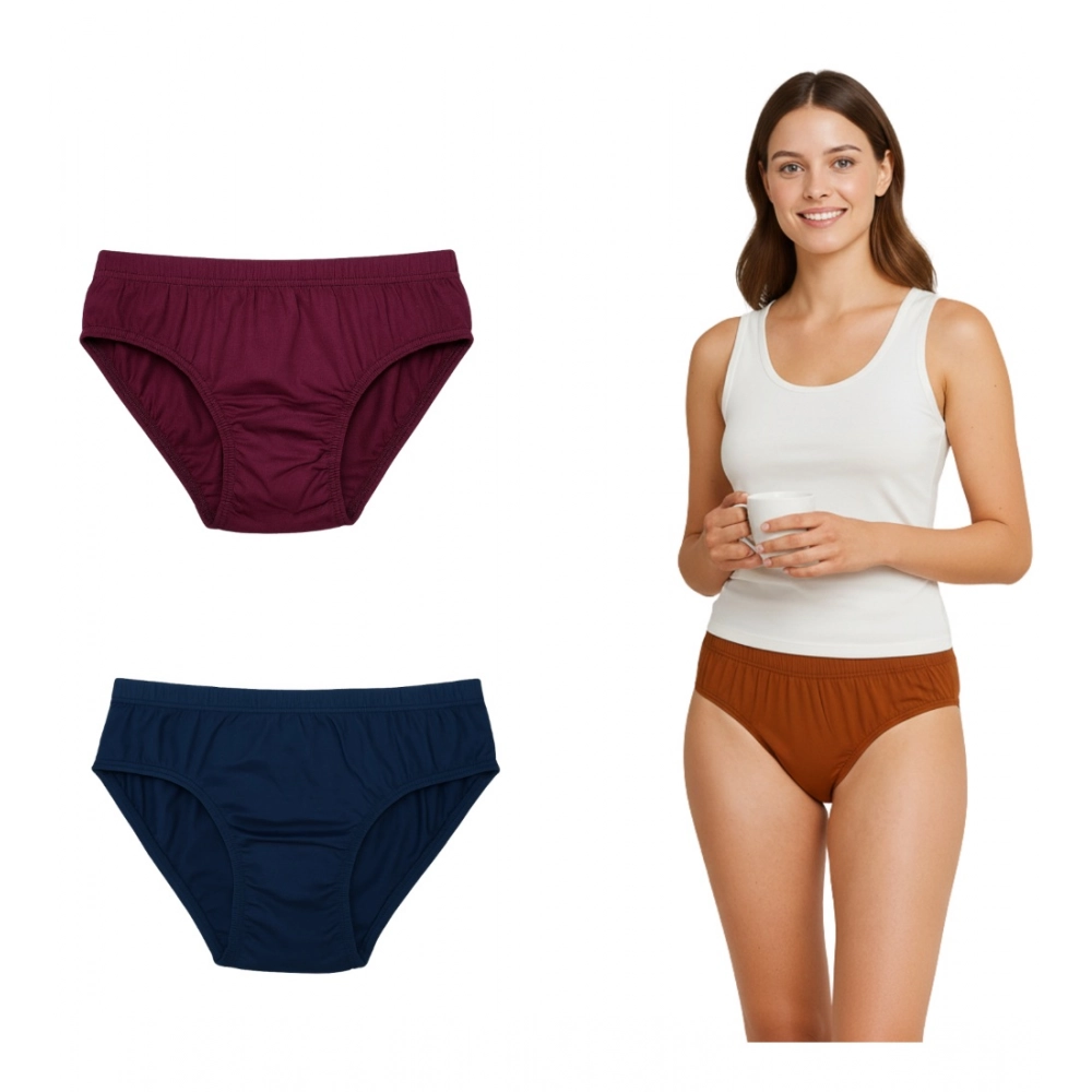 Generic Pack of_3 Women's Cotton Solid Hipster Panty (Multicolor)