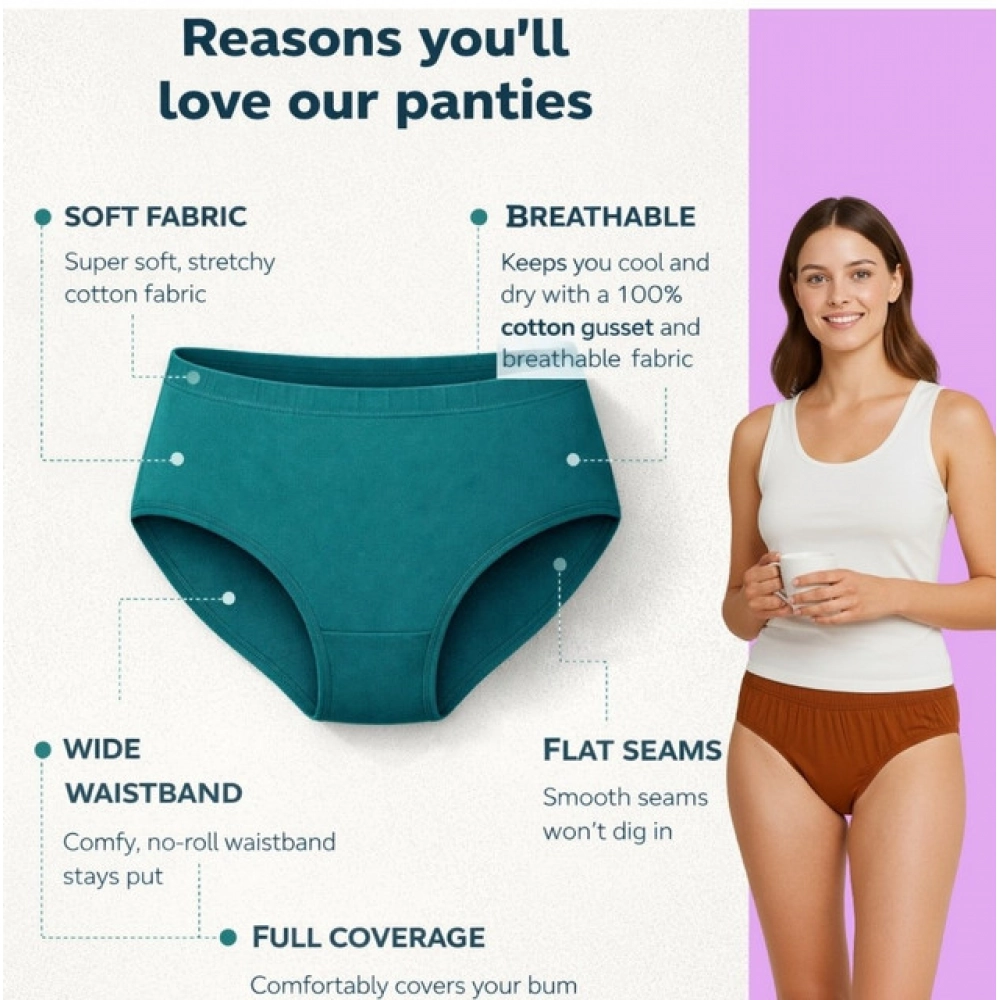 Generic Pack of_3 Women's Cotton Solid Hipster Panty (Multicolor) - Image 5