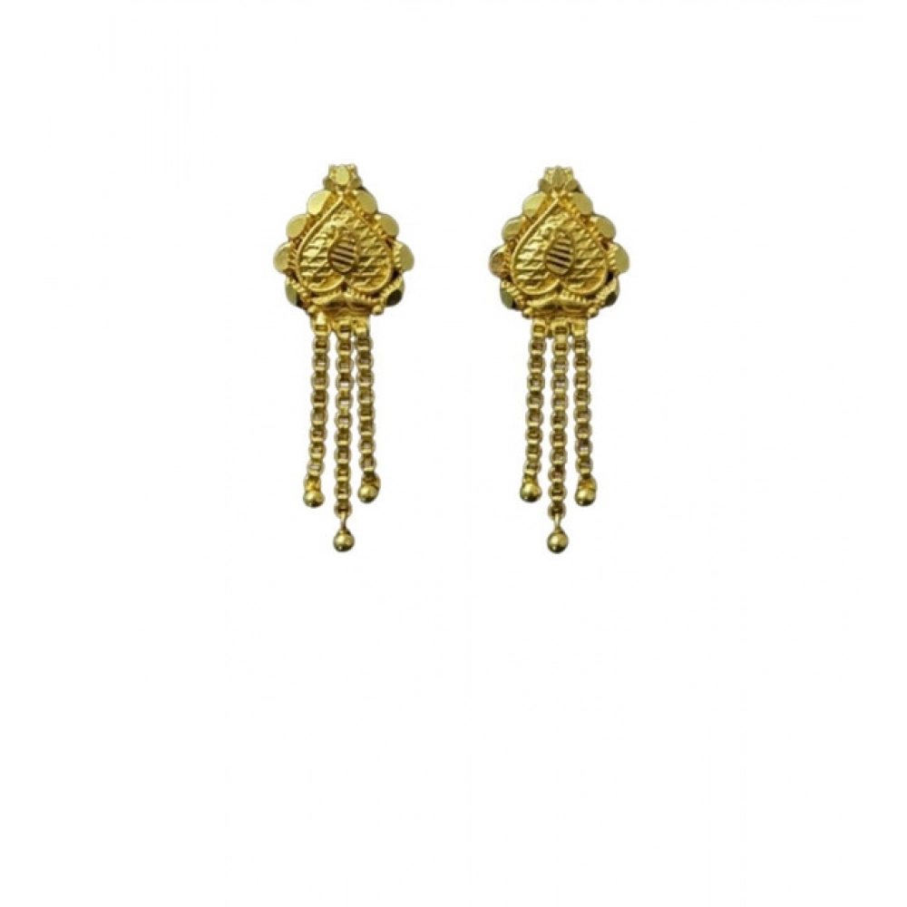 Generic Women's Pack of_2 Brass Gold-Plated Earrings (Gold)