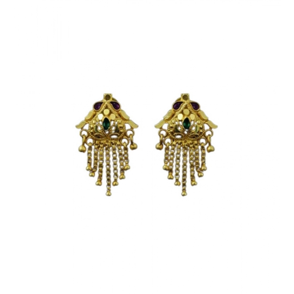 Generic Women's Pack of_2 Brass Gold-Plated Earrings (Gold)