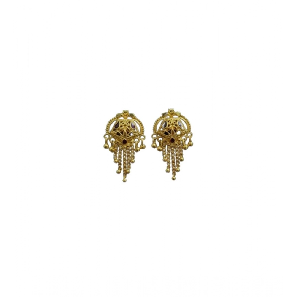 Generic Women's Pack of_2 Brass Gold-Plated Earrings (Gold)