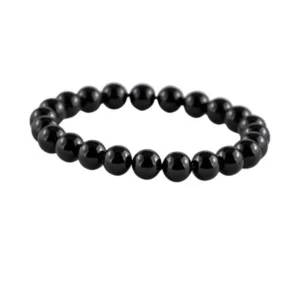 Generic Natural Crystal 8mm Black Tourmaline Bracelet (Black)