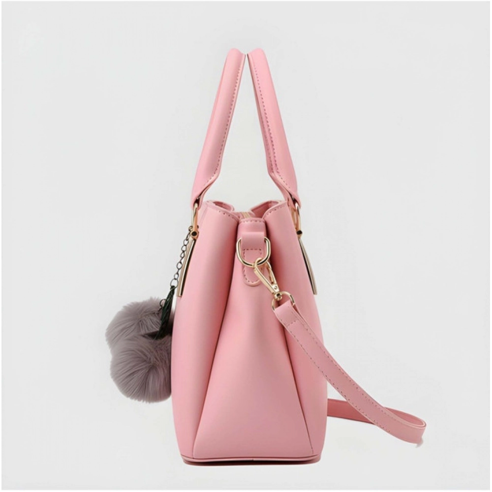 Generic Women's PU Leather Solid Shoulder Zipper Handbag (Pink) - Image 4