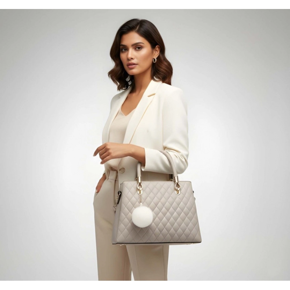 Generic Women's PU Leather Solid Shoulder Zipper Handbag (Grey) - Image 2