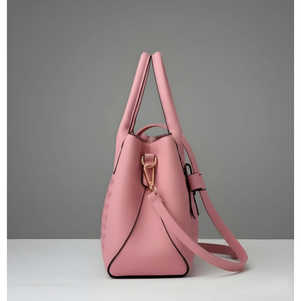 Generic Women's PU Leather Solid Shoulder Zipper Handbag (Pink) - Image 4