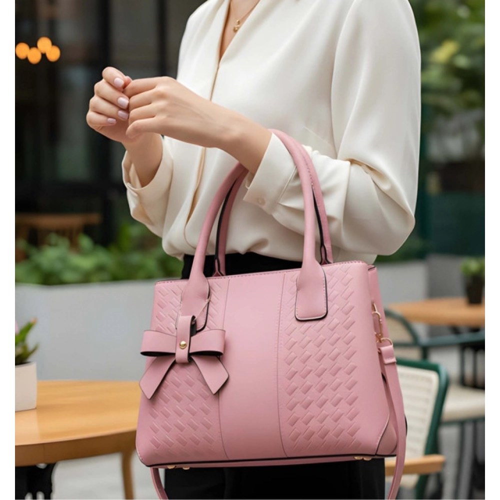 Generic Women's PU Leather Solid Shoulder Zipper Handbag (Pink) - Image 2