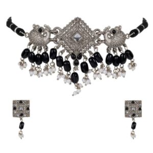 Minimal Necklace and Earrings Set – Silver Finish