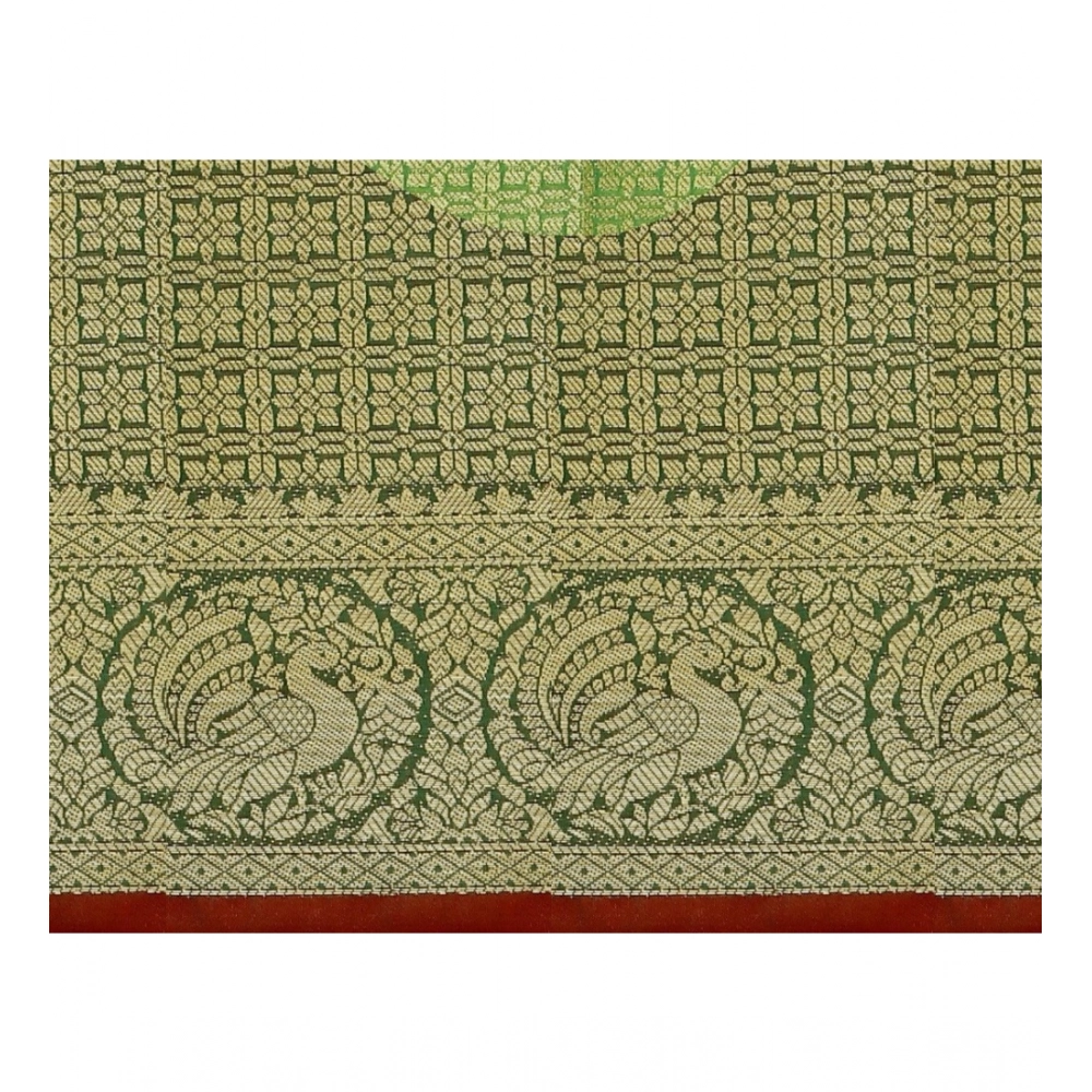 Generic Women's Jacquard Woven Saree With Unstitched Blouse 5.5Mtr (Red) - Image 2