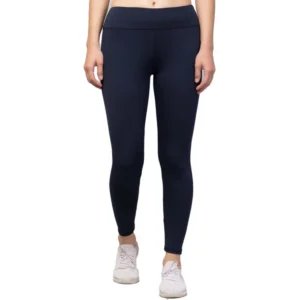Generic Women's Polyester Solid Ankle Length High-Rise Tights (Navy)