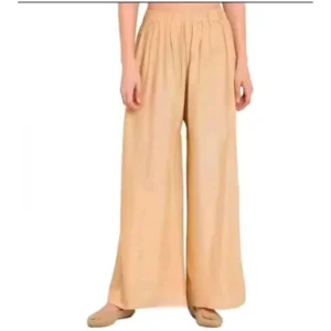 Generic Women's Casual Rayon Solid Ankle Length Palazzo (Golden , Free Size)