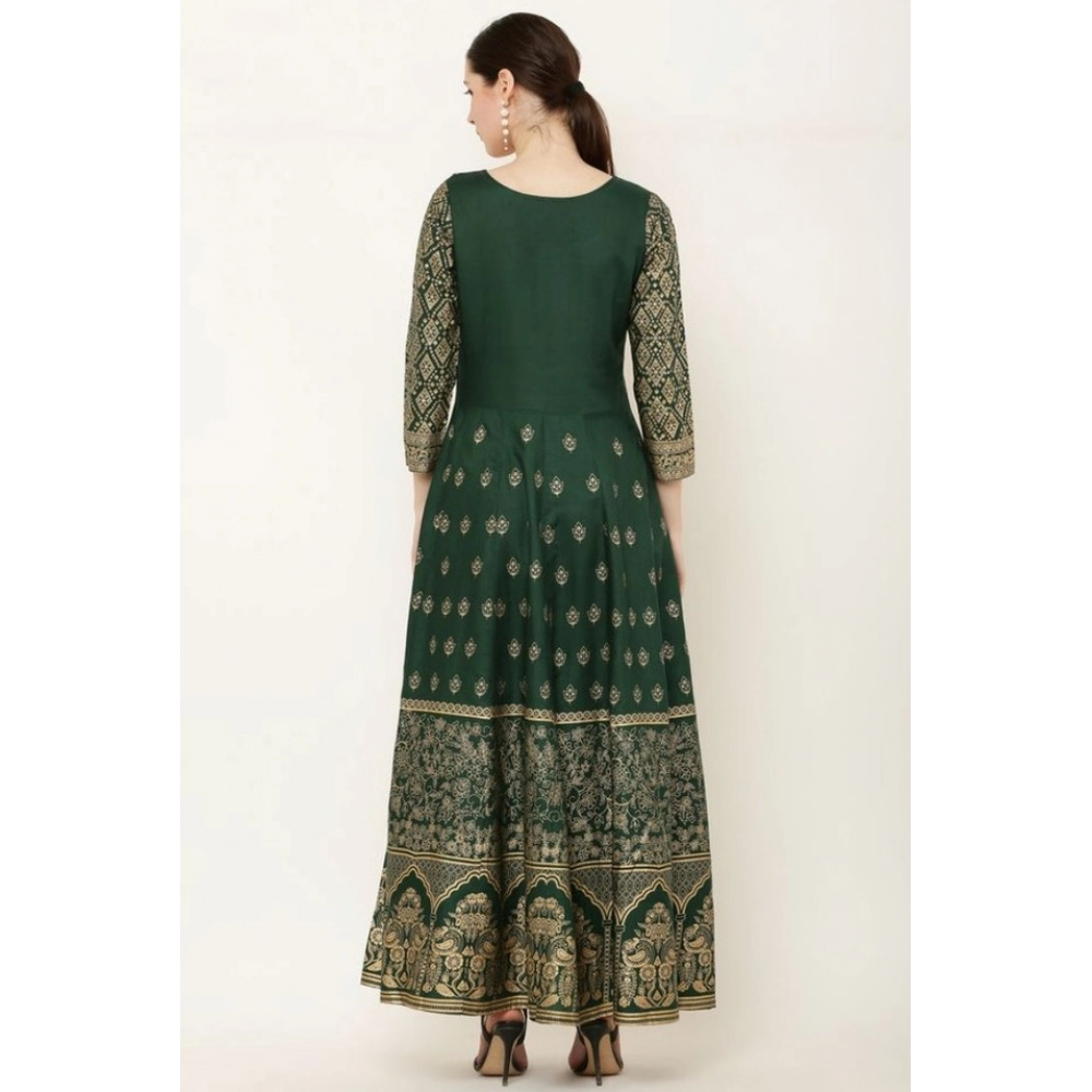 Generic Women's Casual Rayon 3-4th Sleeves Anarkali Kurti (Green) - Image 3