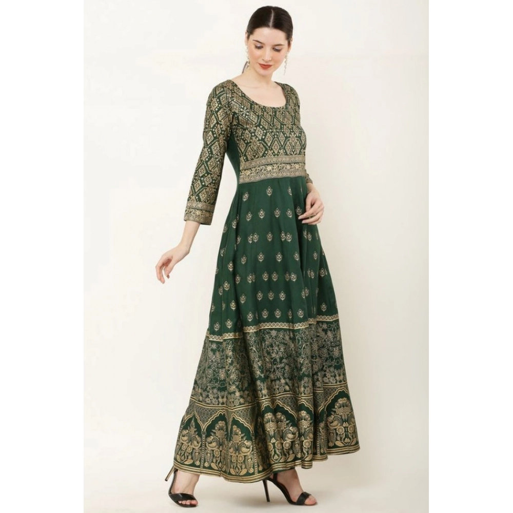 Generic Women's Casual Rayon 3-4th Sleeves Anarkali Kurti (Green) - Image 5