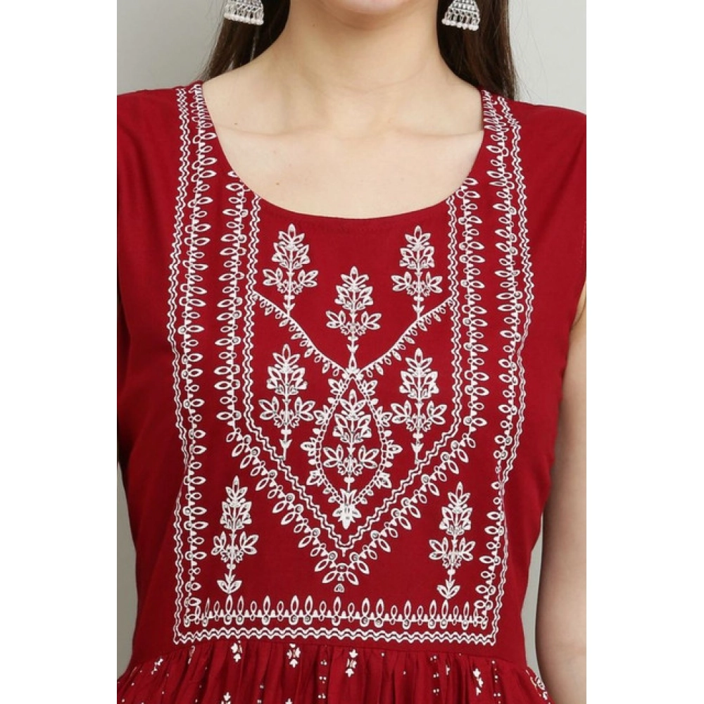 Generic Women's Casual Rayon Sleeveless Kurti (Maroon) - Image 5