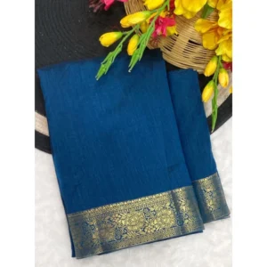 Generic Women's Vichitra Silk Printed Saree With Unstitched Blouse 5.5Mtr (Rama)